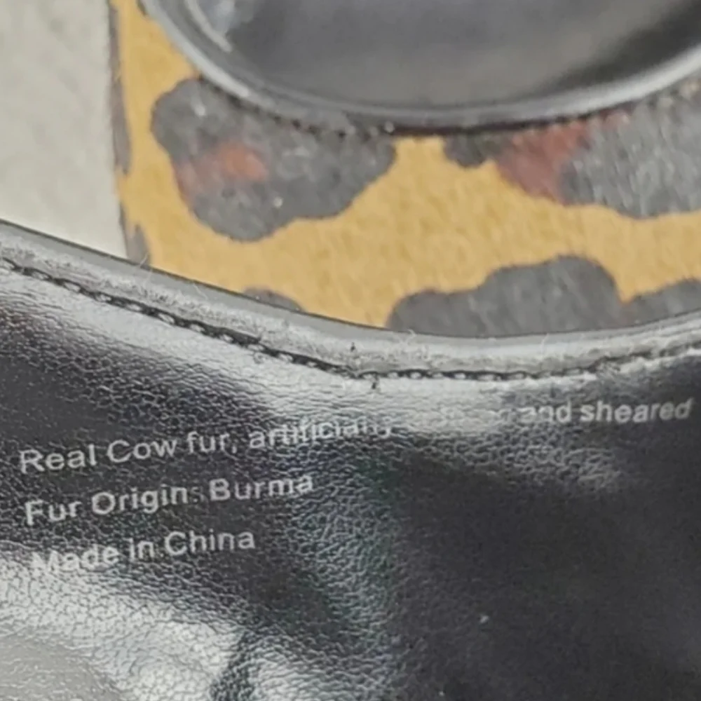 BCBGeneration leapard print real cow fur wedge shoes 6.5